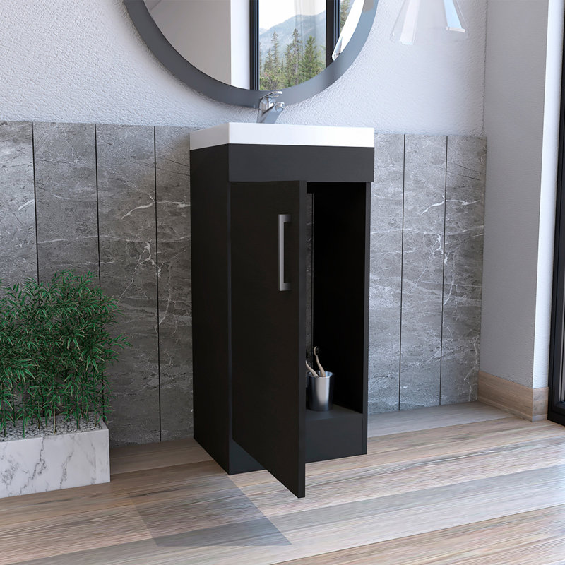 Sevilla Bathroom Vanity With Sink, Single Door Cabinet, Black