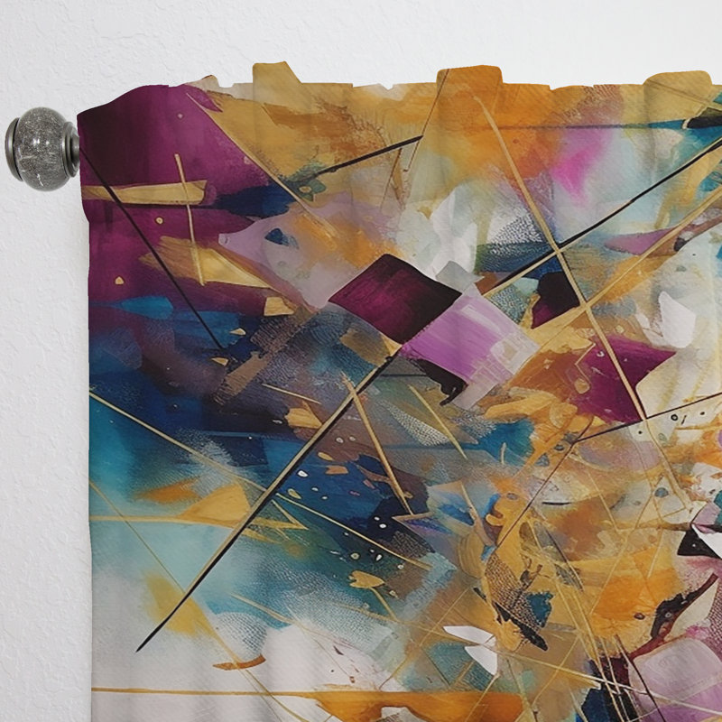 Golden Explosion Triangles I - Rideau moderne - Velours obscurcissant - 1 panneau, L 52 po x L 120 po