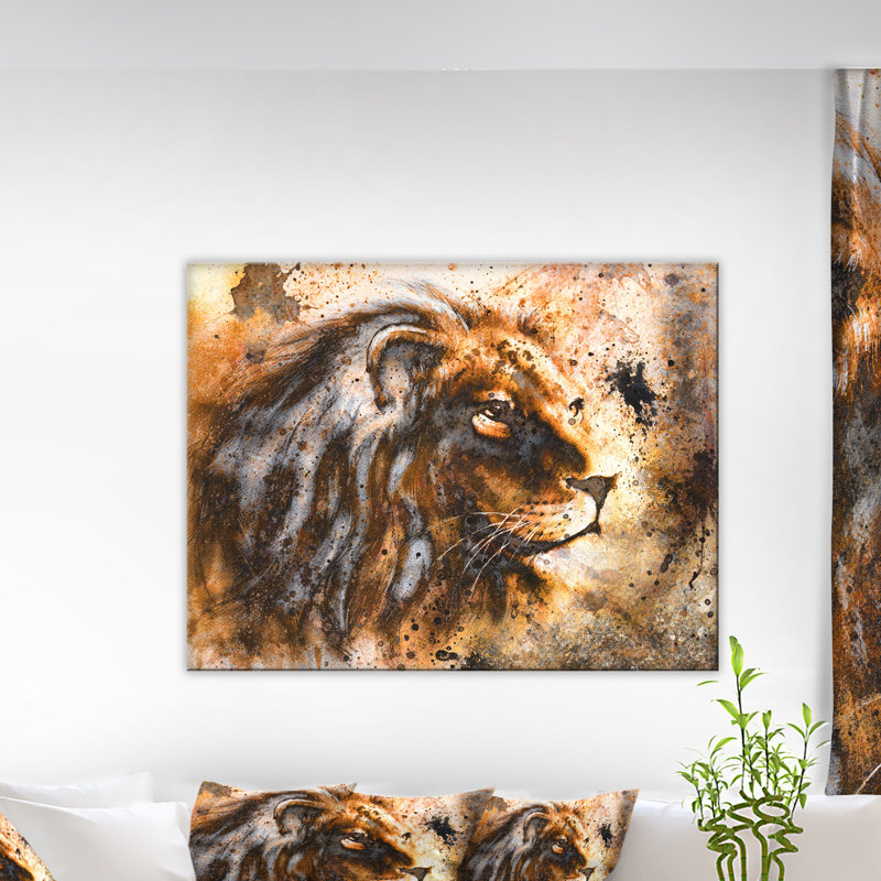 «Lion Collage - Animal Circle», art mural, H 30 po x l 40 po x P 1,5 po, Toile tendue