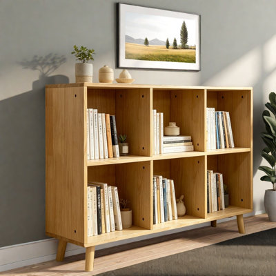 Cube Bookcases With Storage, Pine Wood Compact Modern Shelf For Home