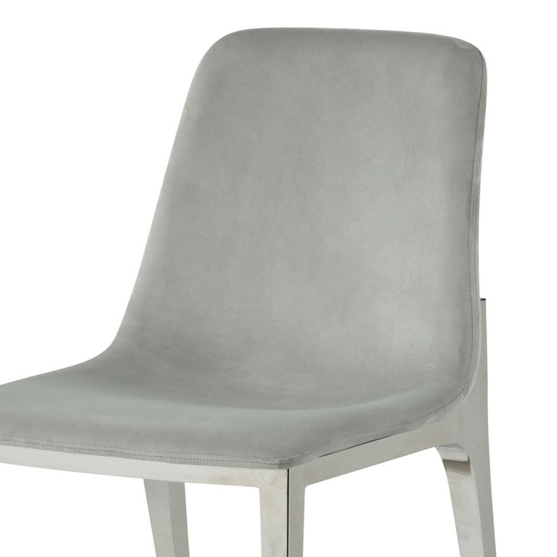 Chaise d'appoint en velours gris et chrome Tiberio