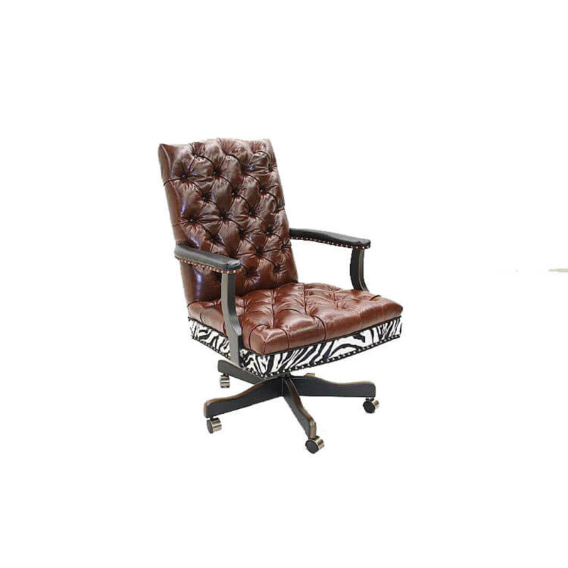 Leather Swivel Executive Chair, Croc Gator Brown, Old Gold E, Brushy Bayou