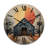 Barn Symmetry Pointillism II - Countryside Oversized Wood Wall Clock-1881831011