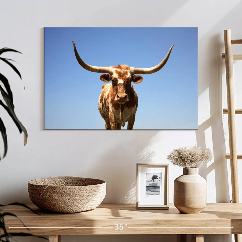 Longhorn Cattle Portrait, 16" H x 24" W