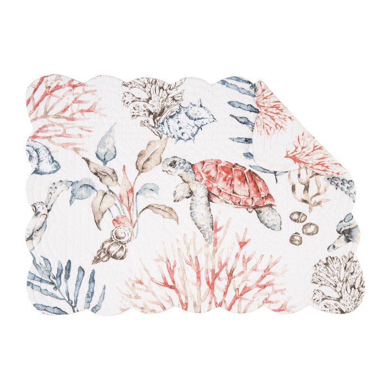Tranquil Tides Cotton Scallop Rectangle Placemats Set of Six