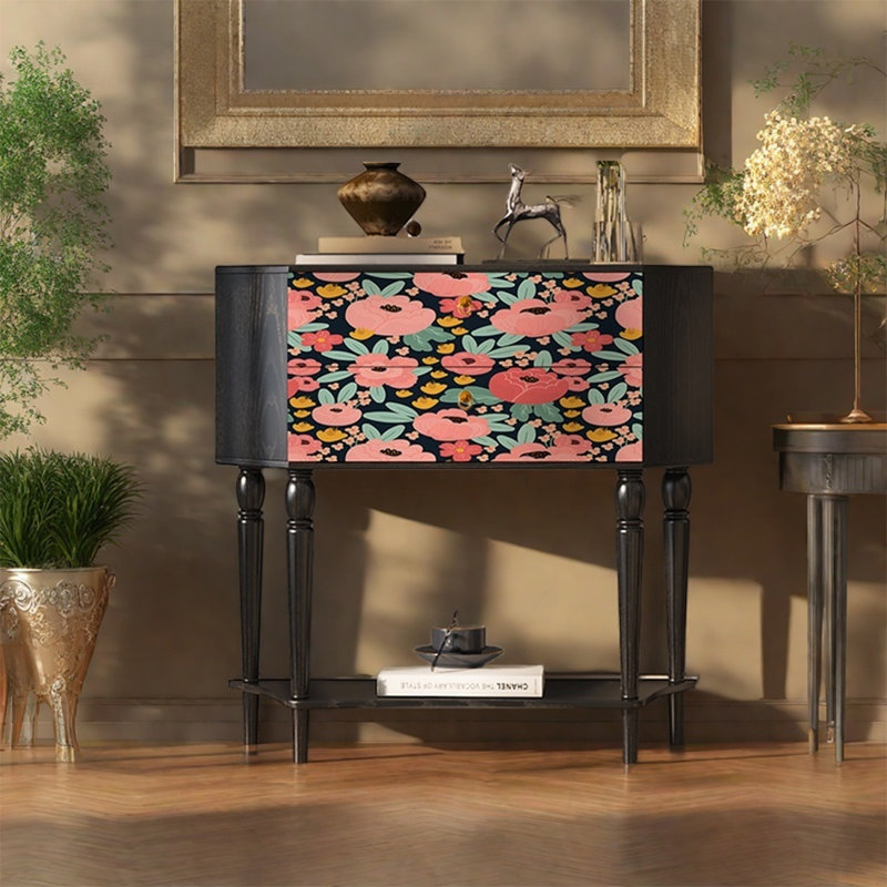 Armoire de rangement fonctionnelle avec tiroirs en bois massif, Noir