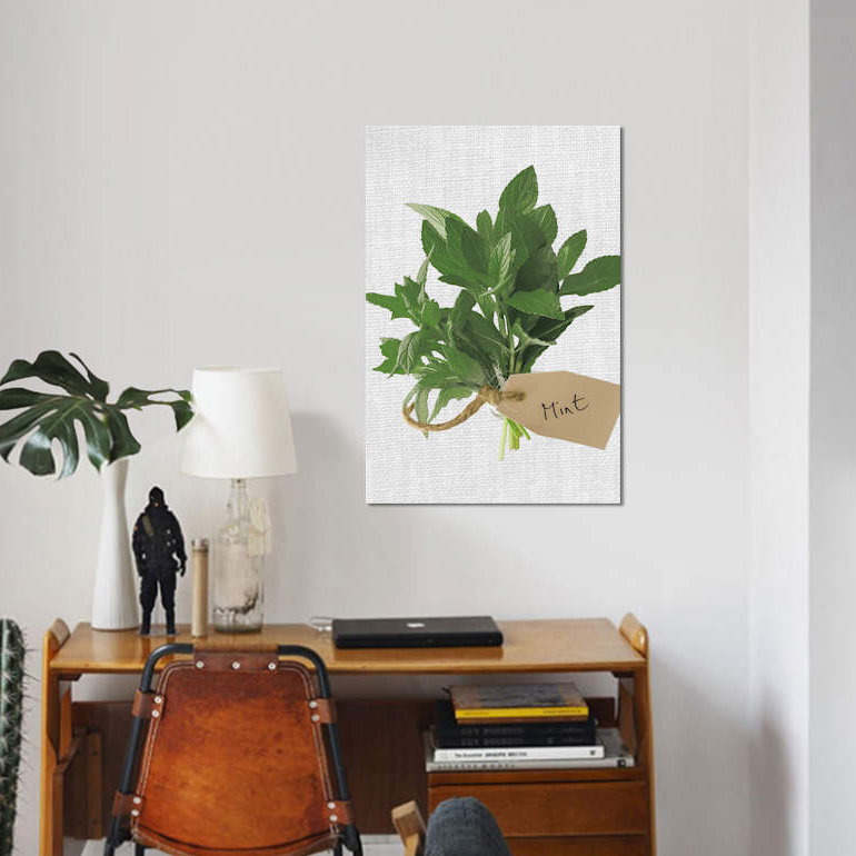 « menthe », impression sur toile, H 18 po x l 12 po x P 1,5 po, Toile tendue, Pas de tapis
