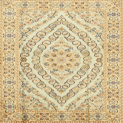 Tapis vert/bleu/brun traditionnel Prochoros