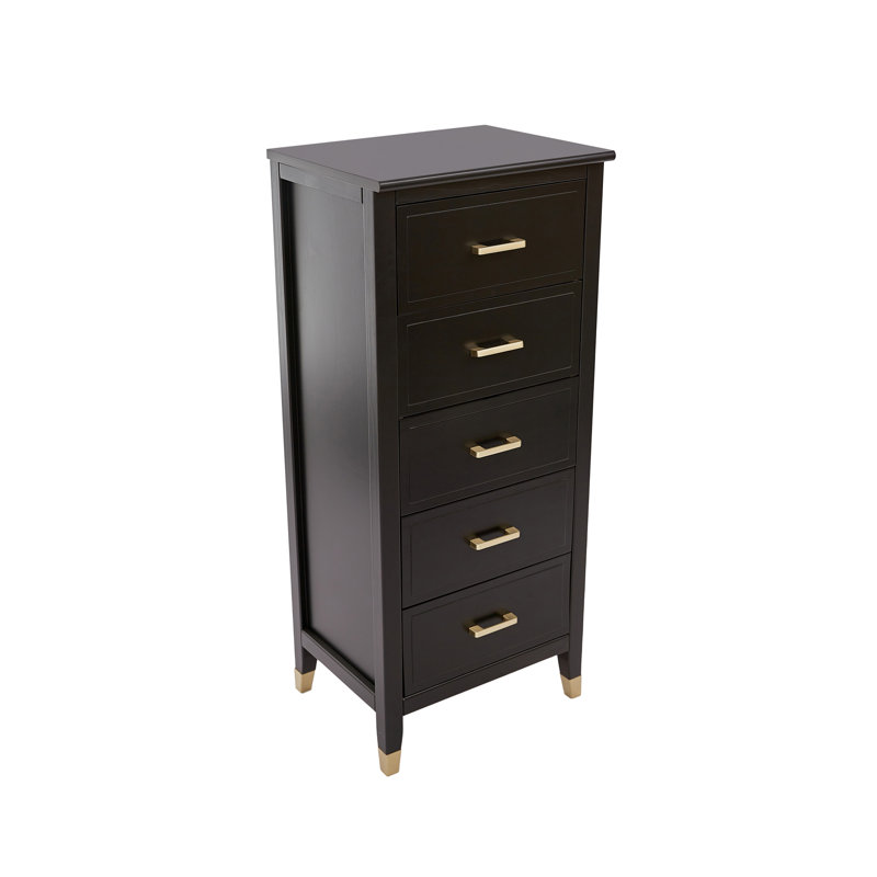 Olivette Chest of 5 Drawers, Black
