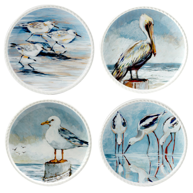 Ensemble de 4 assiettes à salade certifiées International Shorebirds
