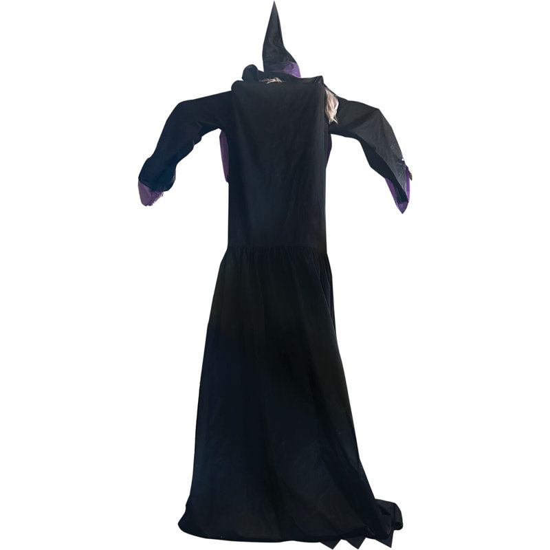 Life-Size Green and Black Polyester Animated Witch Statue