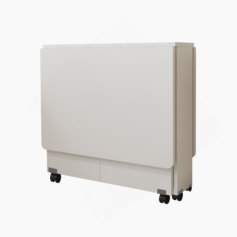 Table pliante à abattants avec 6 roulettes et 2 tablettes de rangement, table compacte pour petits espaces, P 47,2 po x l 23,6 po x H 30,3 po, blanc