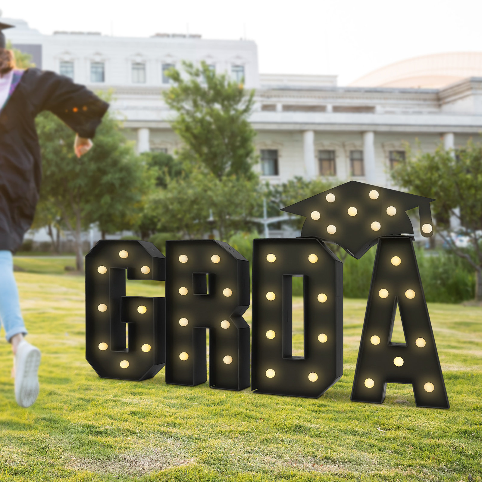 The Party Aisle™ GRAD LED Lighted Sign For Graduation Decorations ...