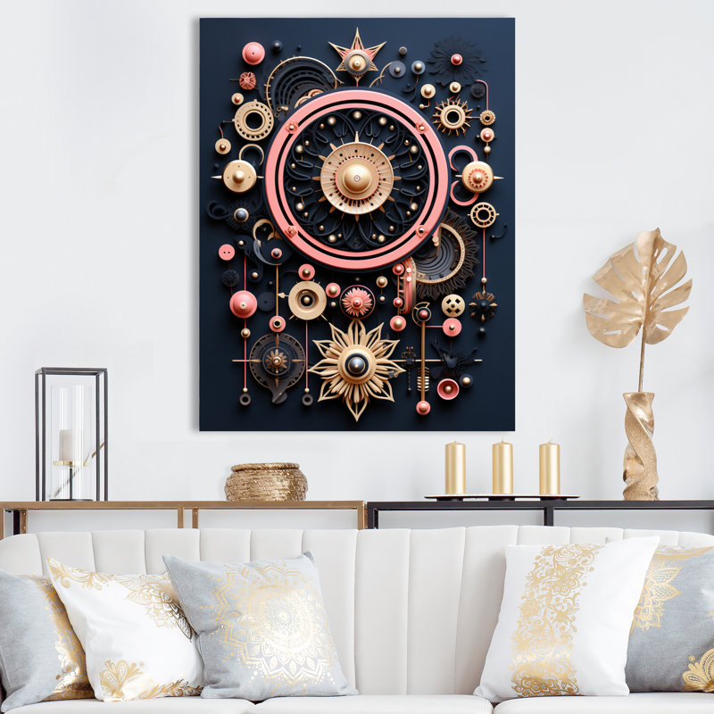 Ancienne sagesse à travers la galaxie sarcelle - décoration murale géométrique moderne, H 32 po x l 24 po x P 1 po