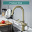 Robinet de cuisine rétractable High Arc - acier inoxydable monotrou, robinet d'évier moderne (or brossé)-117581037