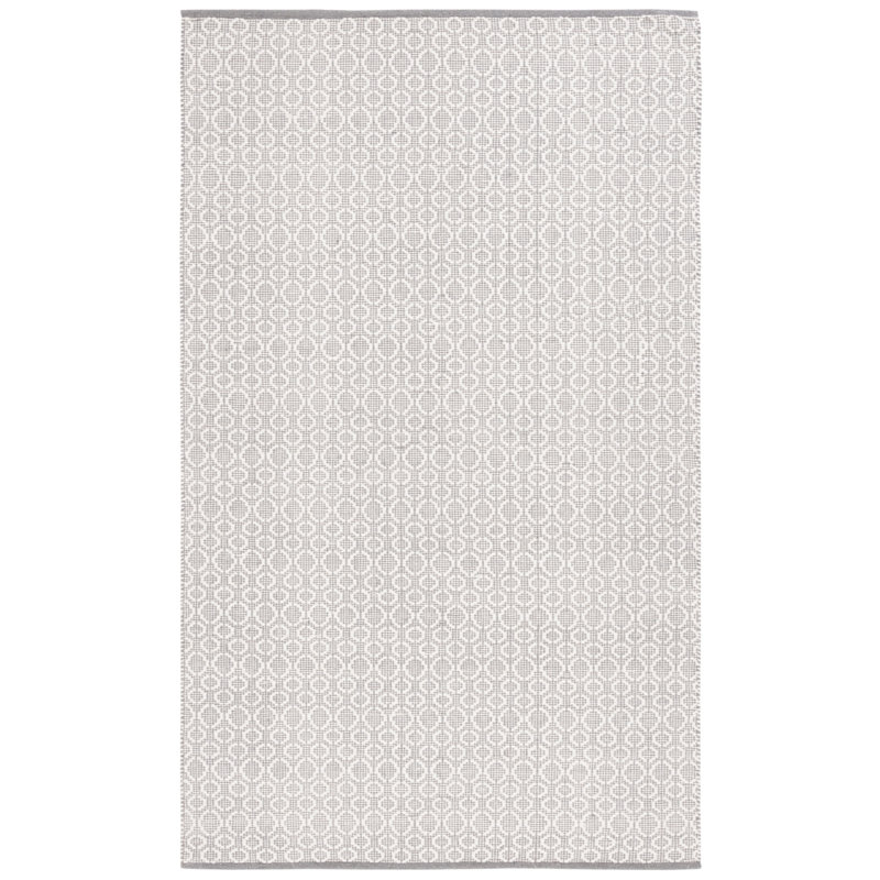 Tapis en laine / coton à tissage plat Nickholas ivoire / gris, Rectangle 8 pi x 10 pi