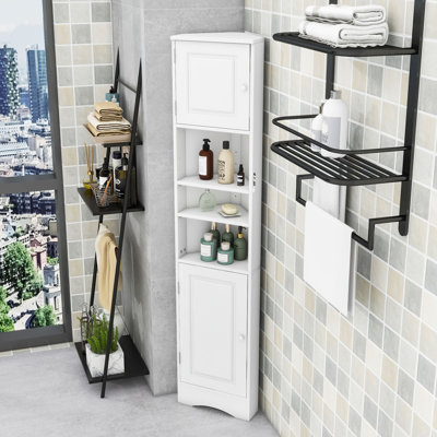 Armoire de salle de bain élégante de coin avec tablettes réglables et armoire de rangement Castellane