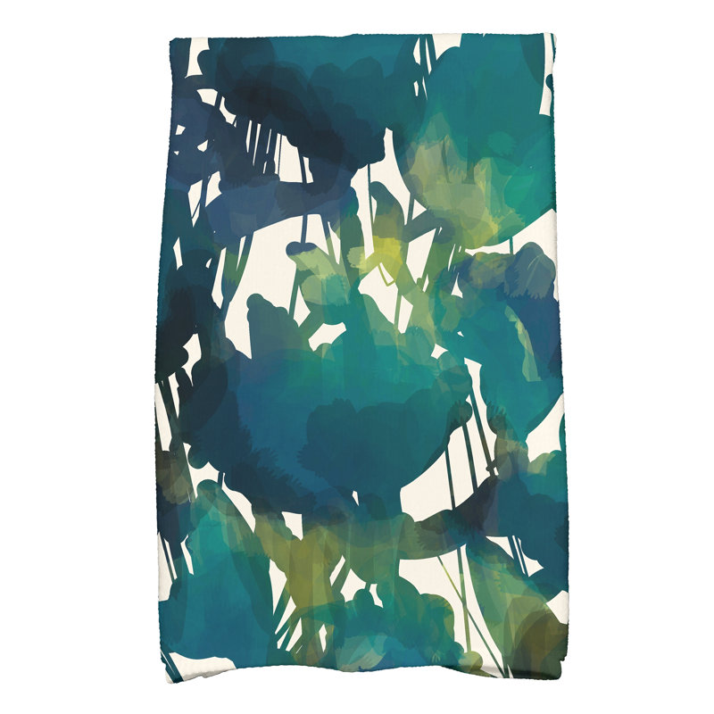Floral Tea Towel Kitchen Towel, Teal
