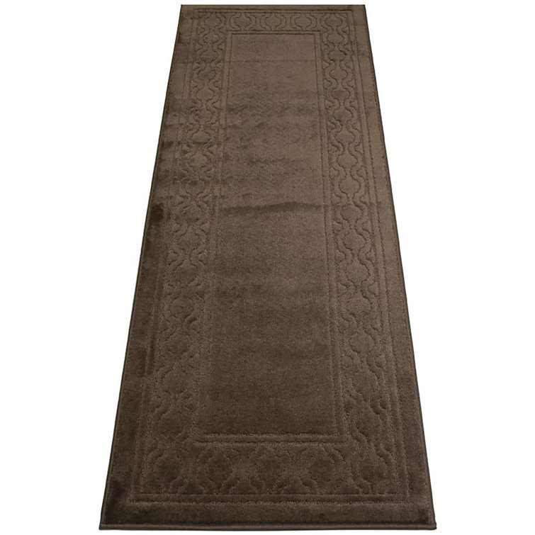 Washable Anti Slip Trellis Brown Rug