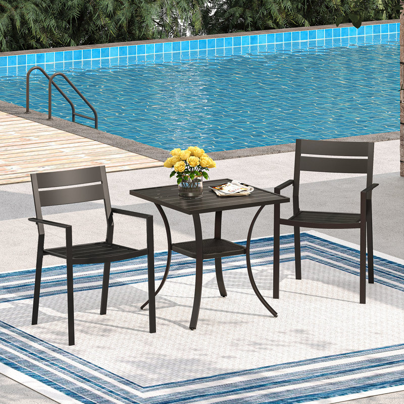 Tekeyla Square Metal Outdoor Dining Table , 27.6'' in. W 27.6'' in. D, Black