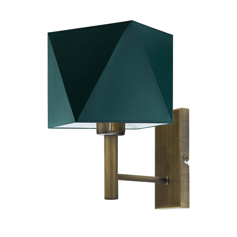 Bernay Steel Armed Sconce, Antique Gold, Green