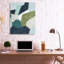 Abstrait dynamique infusé de formes bleu vert beige par Grace Popp - reproduction d'art-52744961-52744960