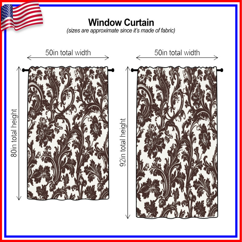Rideaux à motif floral damassé, voilages et voilages à motif damassé - 1 panneau, 50" x 80" - 1 Panel, Sheer