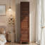 Garde-robe étroite en bois de 72 po de haut avec 2 portes, tringle et 18 tablettes de rangement réglables, armoire de rangement blanche rustique pour le rangement des vêtements de chambre
