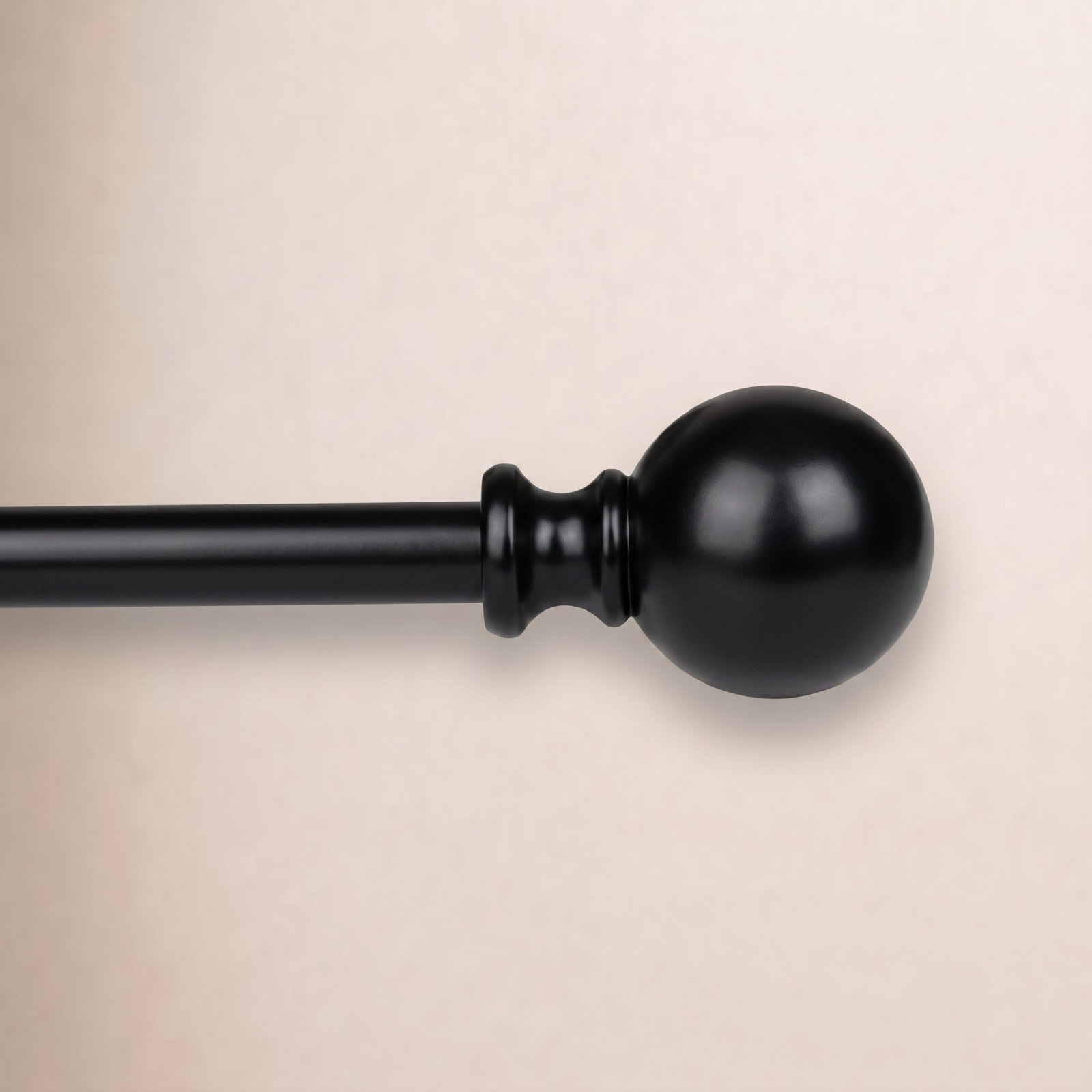 Adjustable Metal Single Curtain Rod, 86" - 120", Black