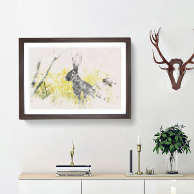Alert Hare in the Meadow Watercolour - Picture Frame Graphic Art Print