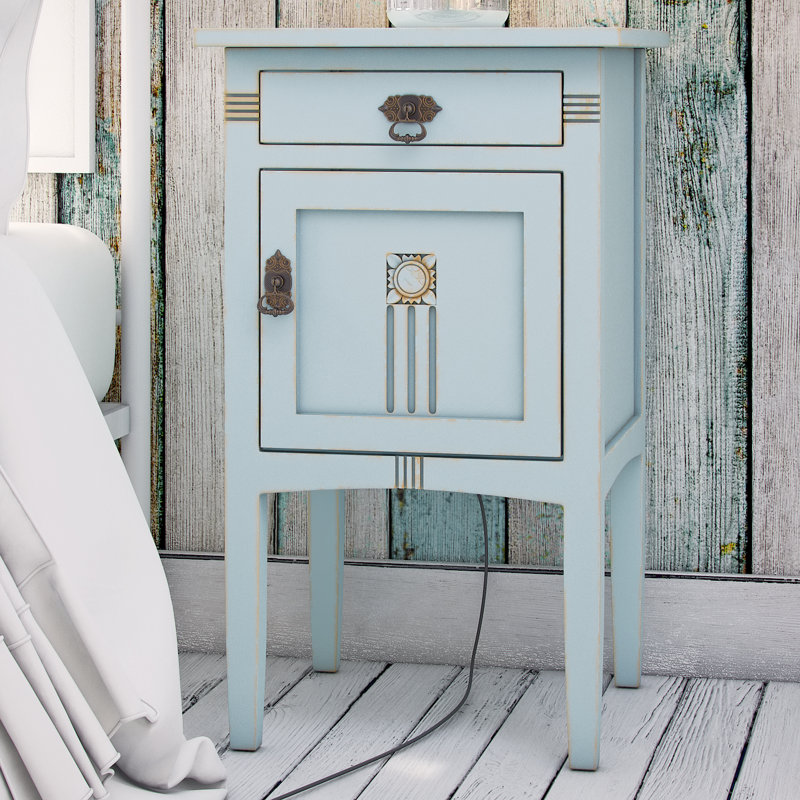 Corrie 18'' W Solid Wood Nightstand, Aqua