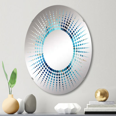 Tempête dorée et bleue alcoolisée - Miroir décoratif Starburst-MIR113346-Ovale