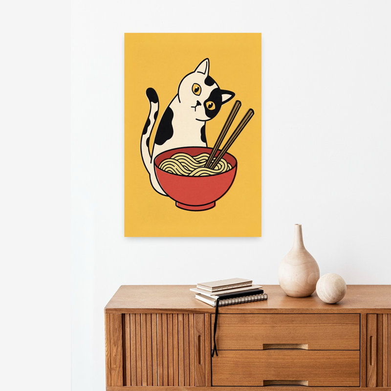 «Curious Cat Ramen», art mural contemporain, H 24 po x l 16 po