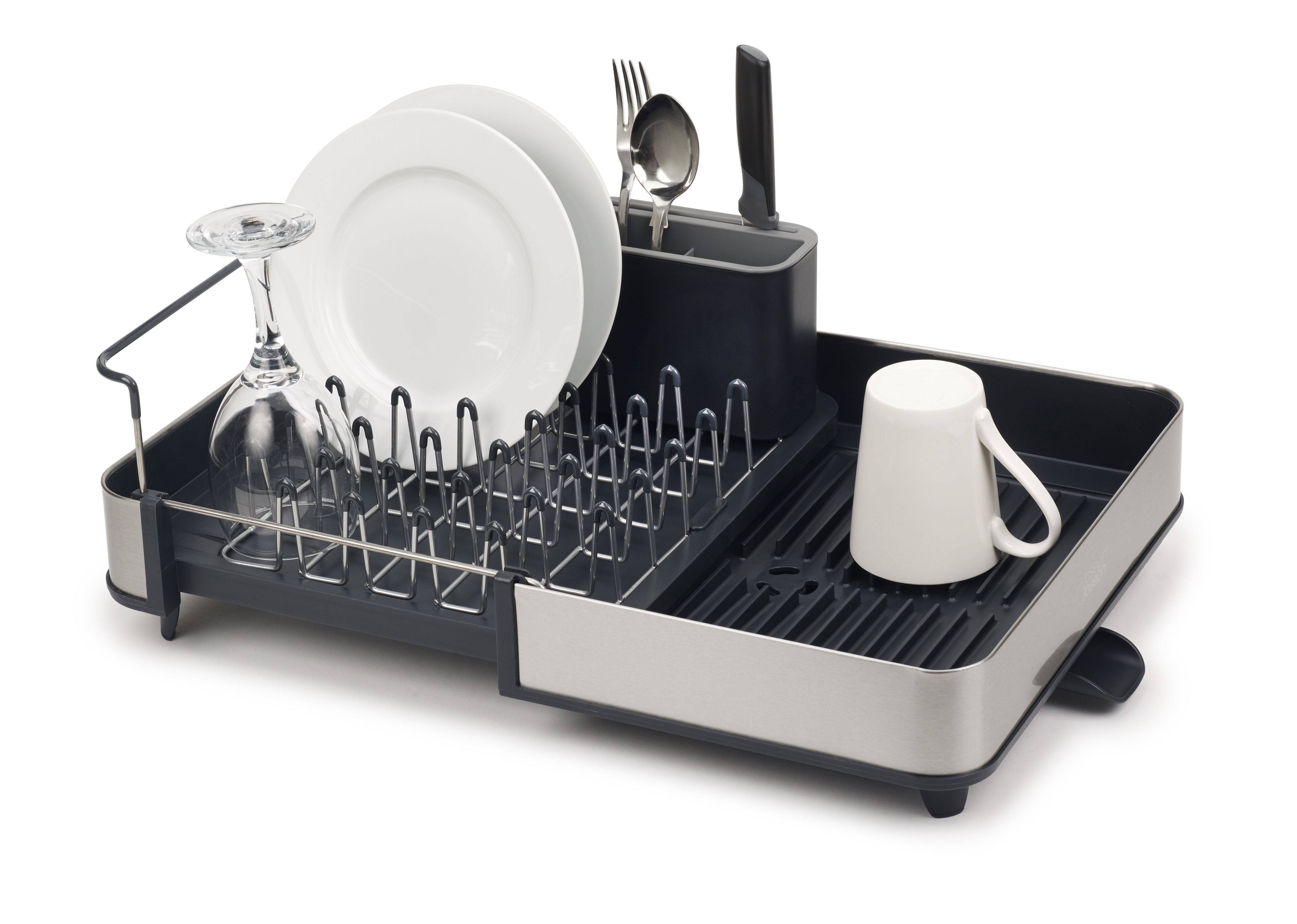 AA Faucet Black Stainless Steel Roll-Up Dish Drying Rack with Utensil
