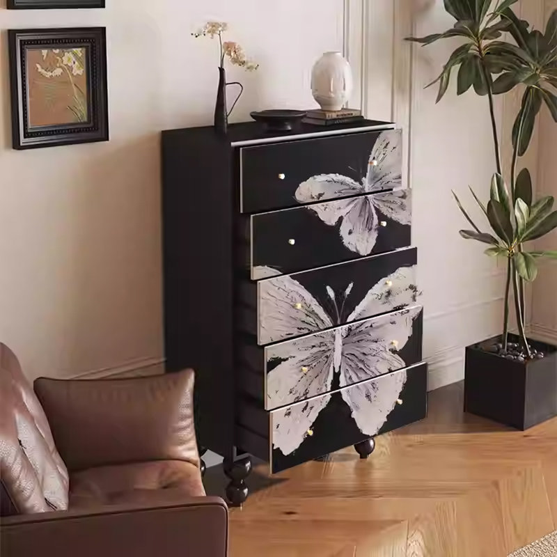 Modern Walnut Storage Cabinet with Drawers
