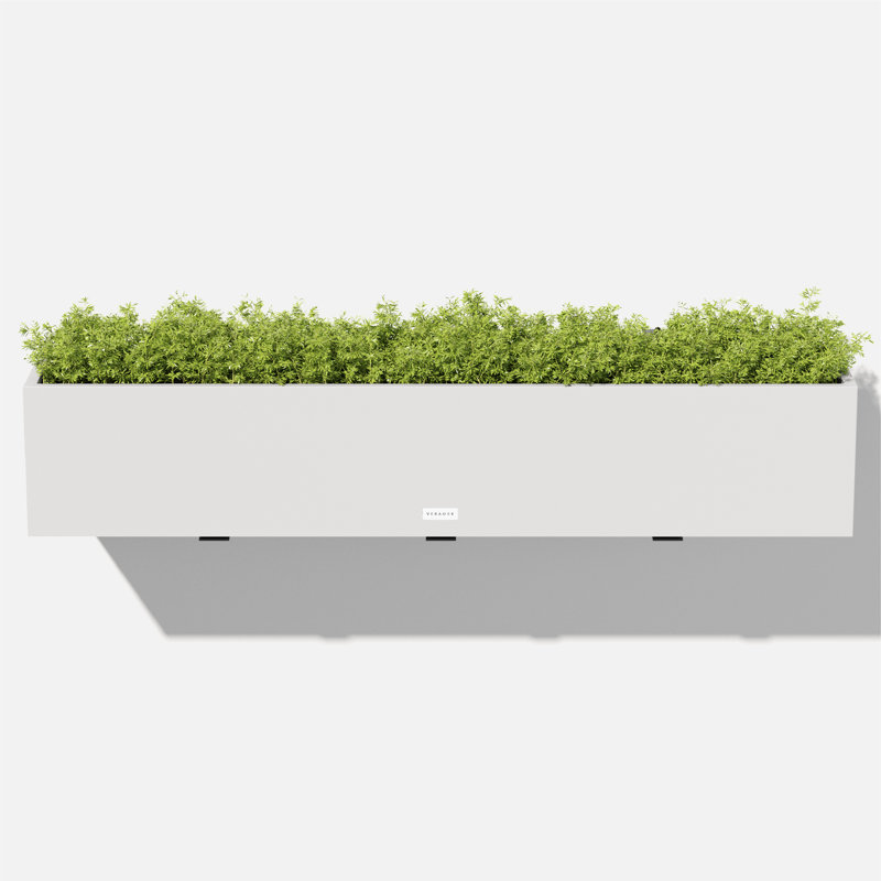 White 36" Recycled Plastic Railing Planter with Steel Brackets