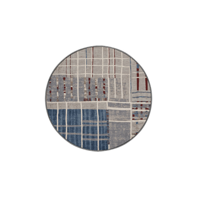 Tapis gris soyeux et moelleux, Rond 5 pi