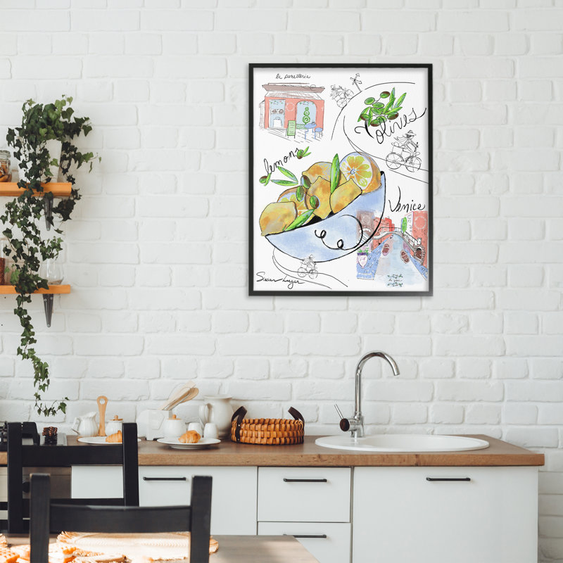 Collection de croquis de cuisine italienne, estampe numérique, design par Susan Lugar, H 20 po x l 16 po