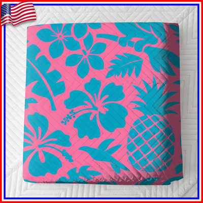 Tropical Hawaiian Motif Quilted Bedspread All Sizes