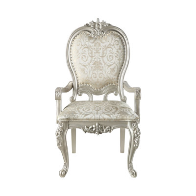 Bently Floral Upholstered Dining Arm Chair in Champagne