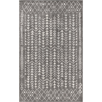 Ziri Moroccan Geometric Gray/Cream Rug