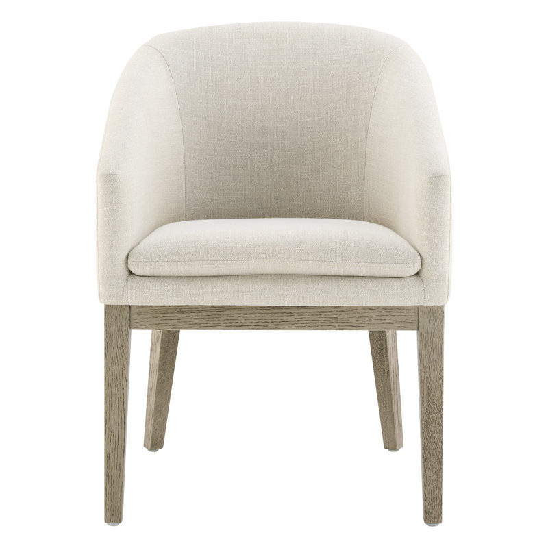 Bethea Rounded Back Dining Chair with Solid Wood Legs, Performance Linen Effie Linen 