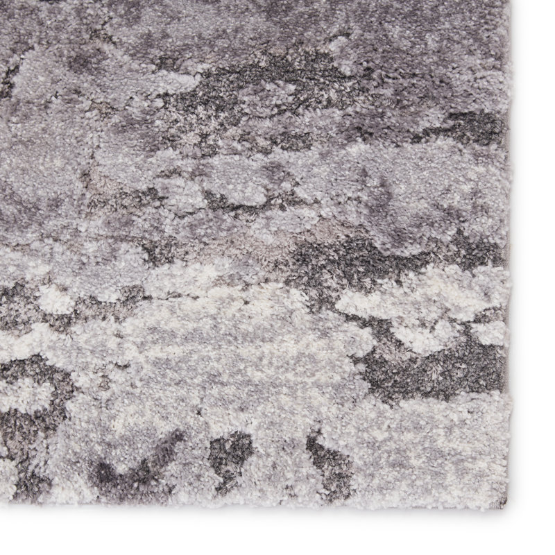 Tapis abstrait gris et ivoire Label J Coen FRR06 (9 pi 3 po x 13 pi)