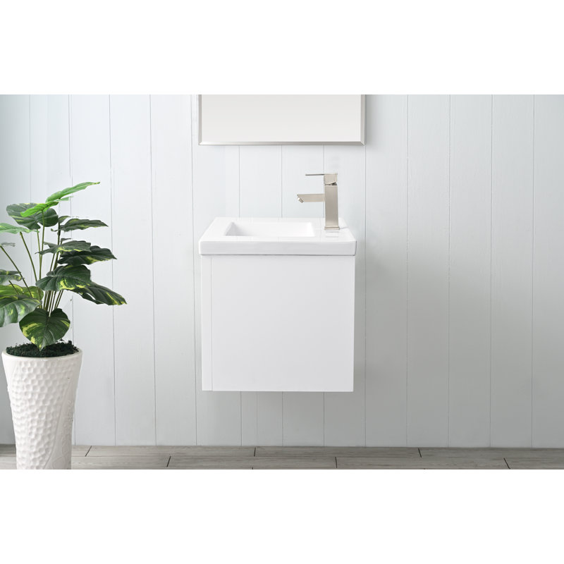 Ensemble de meuble-lavabo simple 30 po Lelanie, Blanc, Nickel brossé