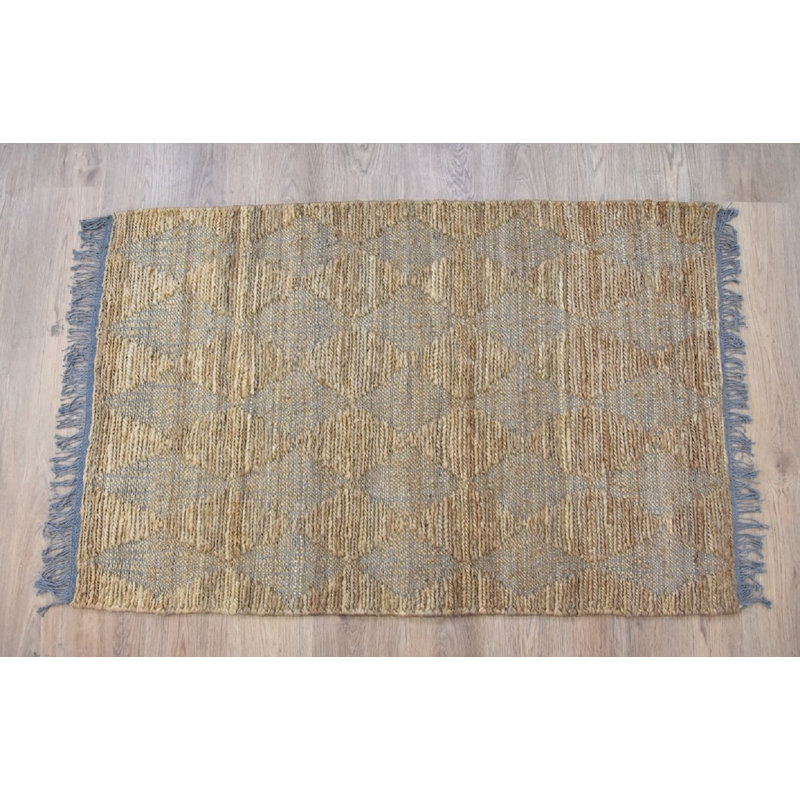 Tapis de zone brune à la main noué la Burk, Rectangle 3 pi x 5 pi
