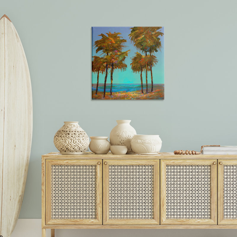 «Looming Green Palms», art mural sur toile par Michael Tienhaara, H 30 po x l 30 po