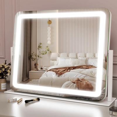 Miroir de salle de bain avec gradateur intelligent, DEL 3 couleurs, luminosité réglable et cadre en aluminium robuste