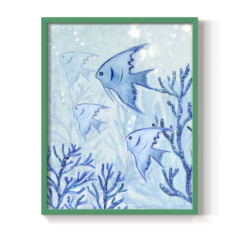 «Angel Fish II», reproduction encadrée - bois massif, H 15 po x l 12 po, Vert