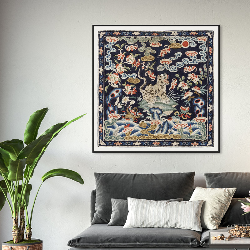 " Qing Dynasty Badge " Painting Print, 40" H x 40" W x 2" D, Black Framed Canvas