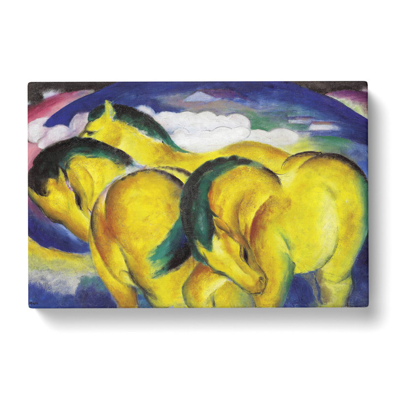 Yellow Horses by Franz Marc - Wrapped Canvas Painting, 50cm H x 76cm W x 3cm D